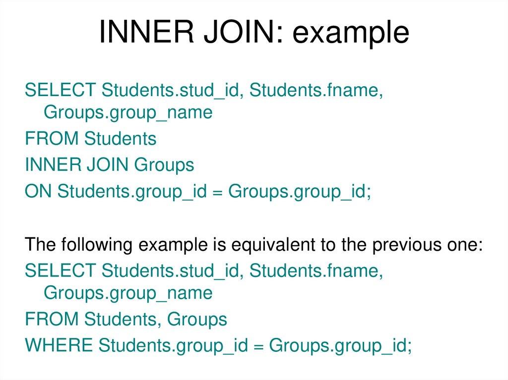 INNER JOIN: example