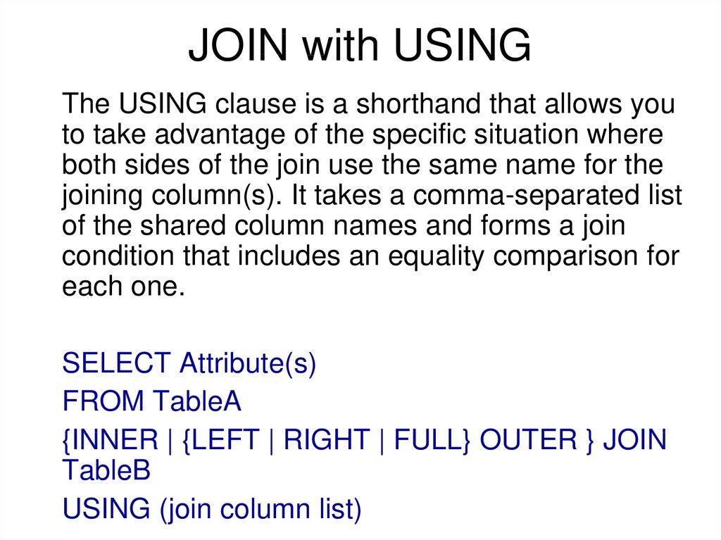 JOIN with USING