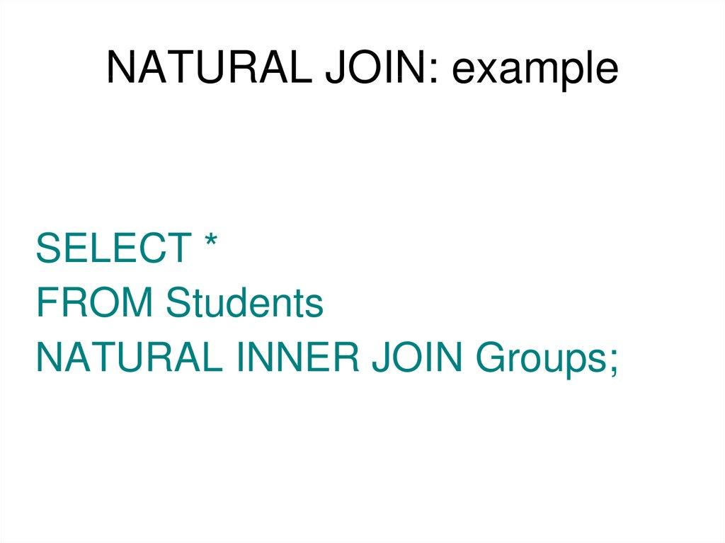 NATURAL JOIN: example