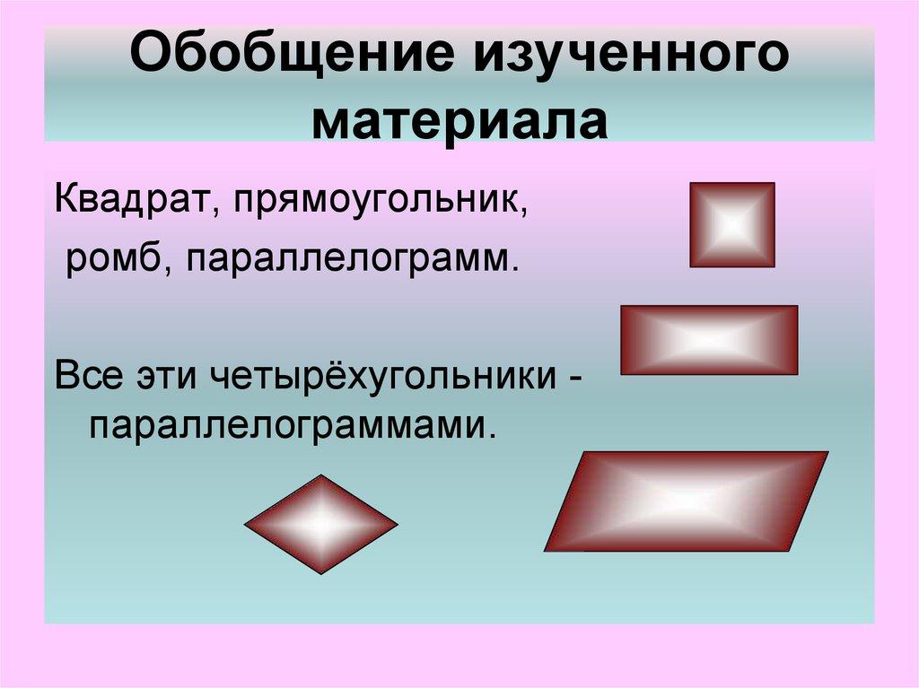 Обобщение изученного материала