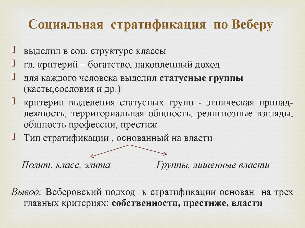 Социальная стратификация по Веберу