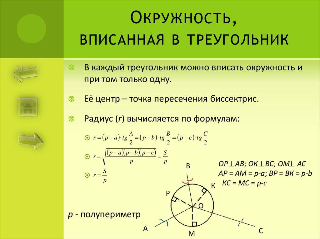 Окружность, вписанная в треугольник