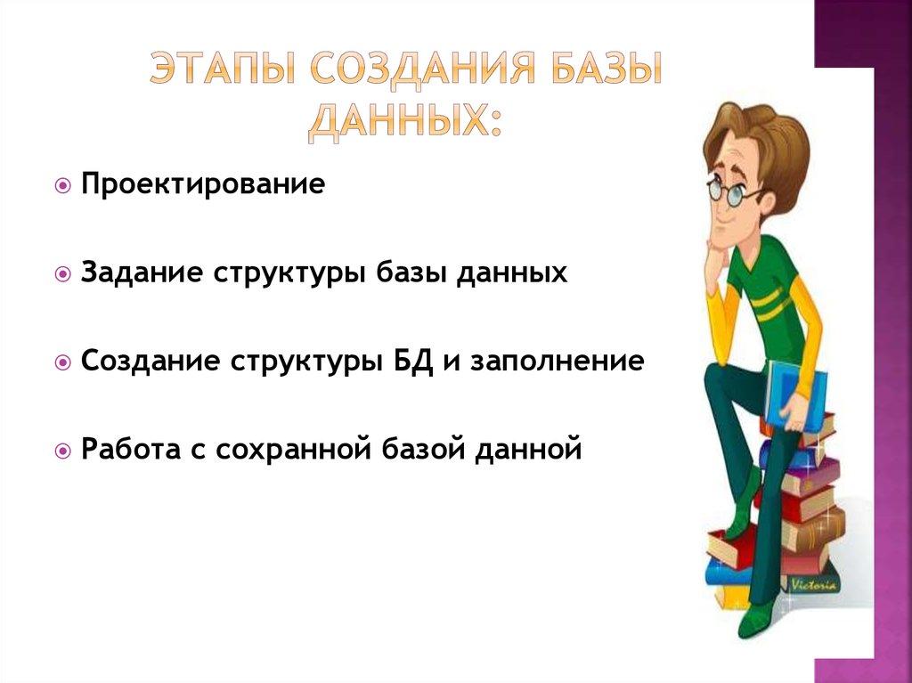 Этапы создания базы данных: