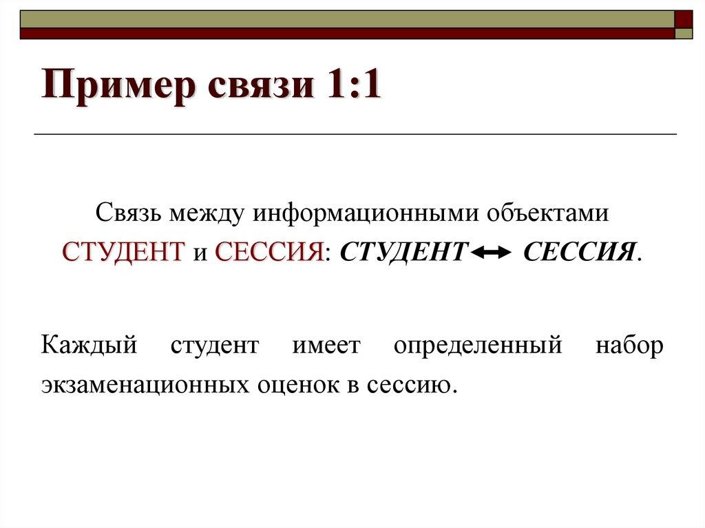 Пример связи 1:1