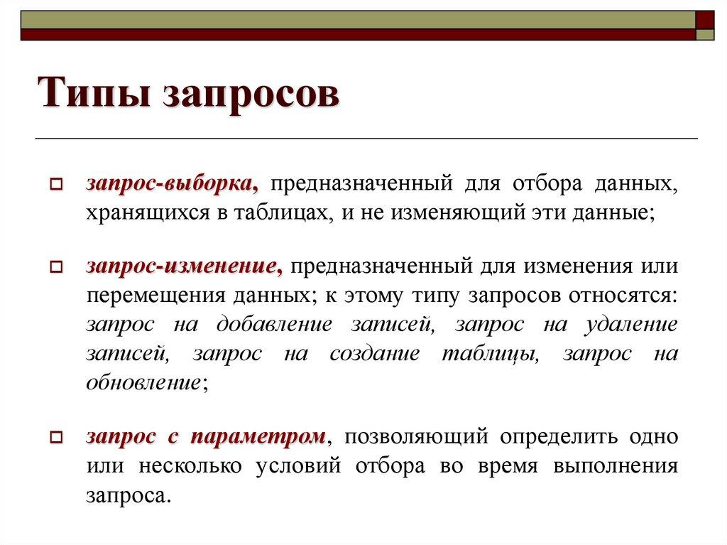 Типы запросов
