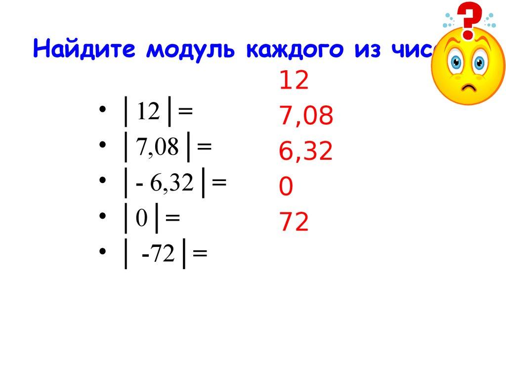 Найдите модуль каждого из чисел: