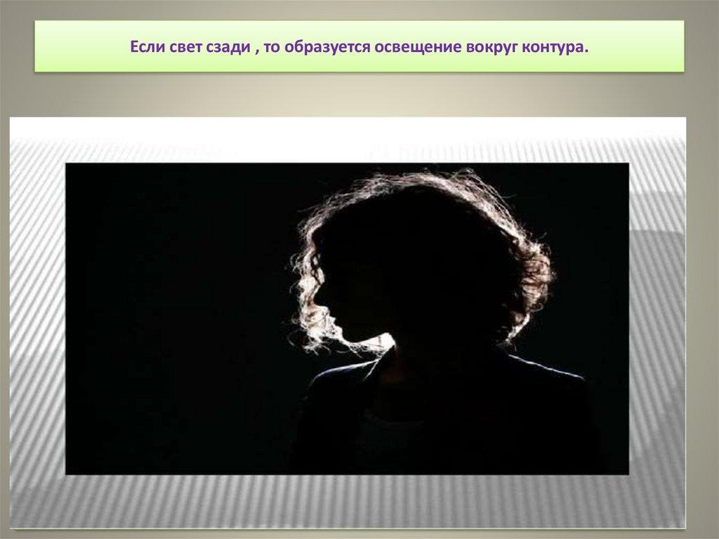 Если свет сзади , то образуется освещение вокруг контура.