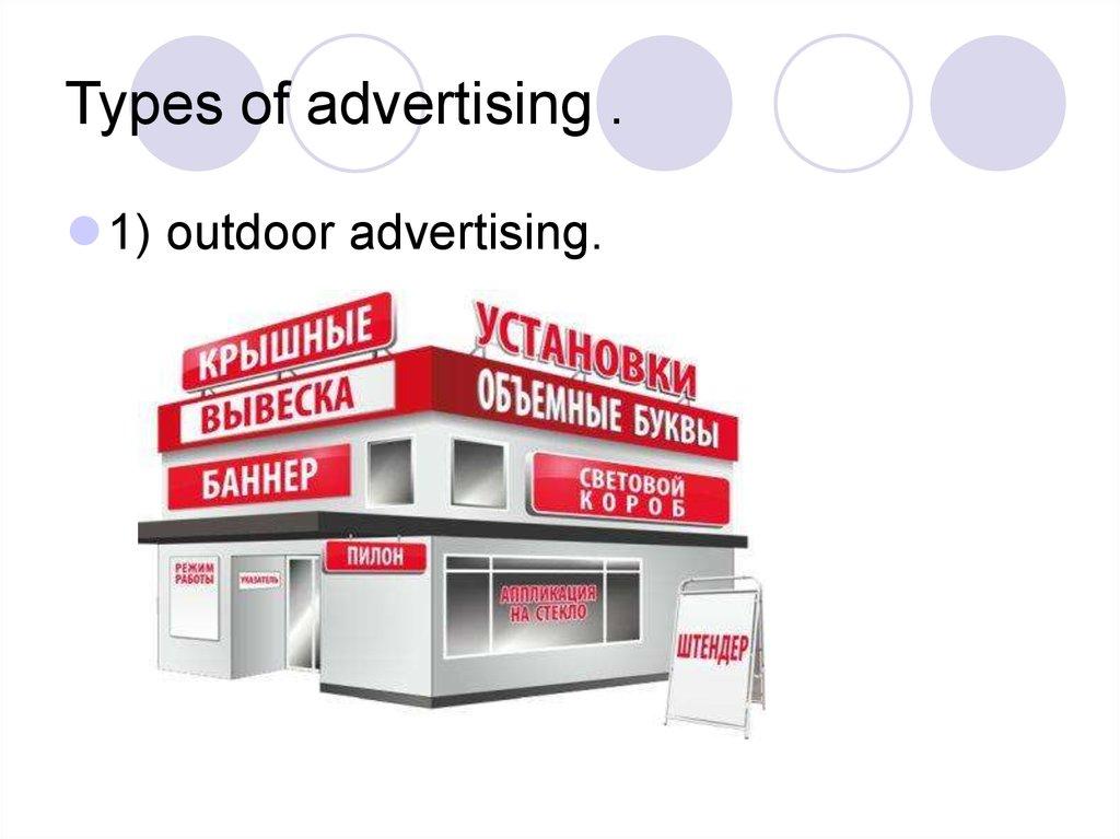 Types of advertising .