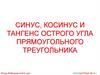 Синус, косинус и тангенс острого угла прямоугольного треугольника