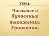 Числовые и буквенные выражения. Уравнения