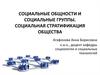 Социальные общности и социальные группы. Социальная стратификация общества