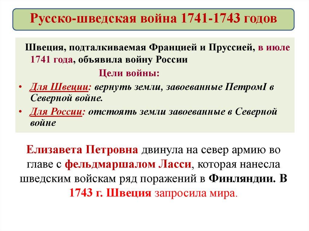 Русско-шведская война 1741-1743 годов