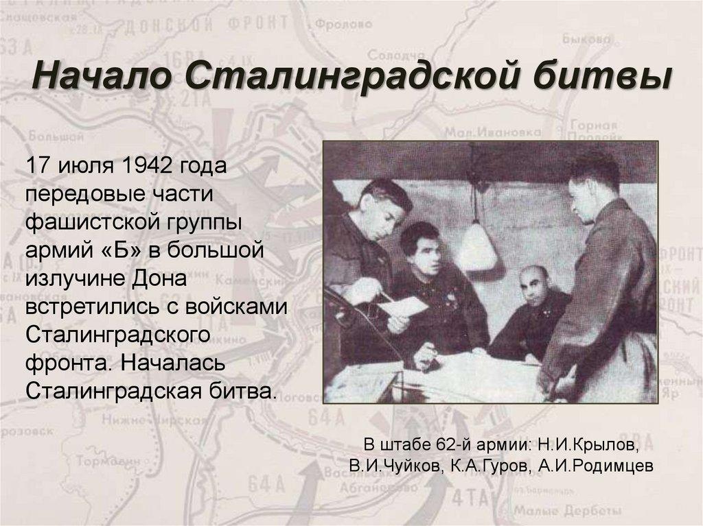 Начало Сталинградской битвы