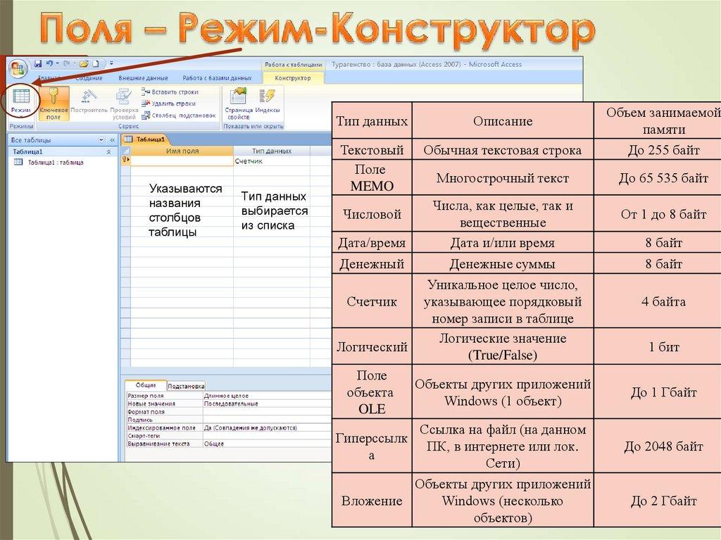 Поля – Режим-Конструктор