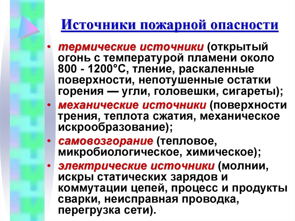 Источники пожарной опасности