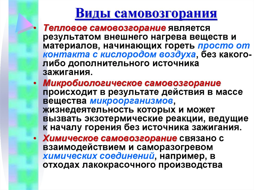 Виды самовозгорания