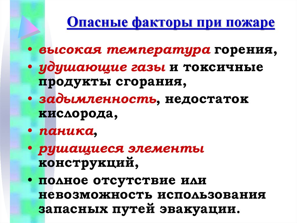Опасные факторы при пожаре