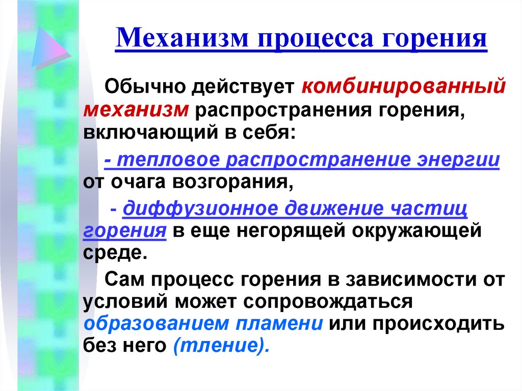 Механизм процесса горения