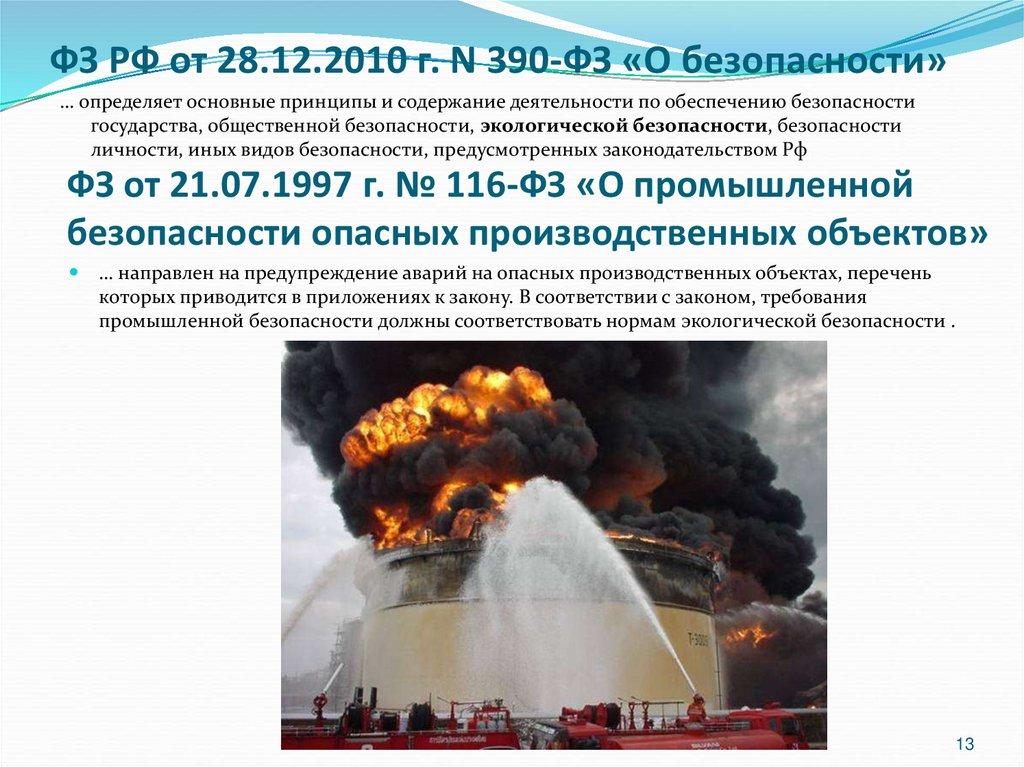 ФЗ РФ от 28.12.2010 г. N 390-ФЗ «О безопасности»