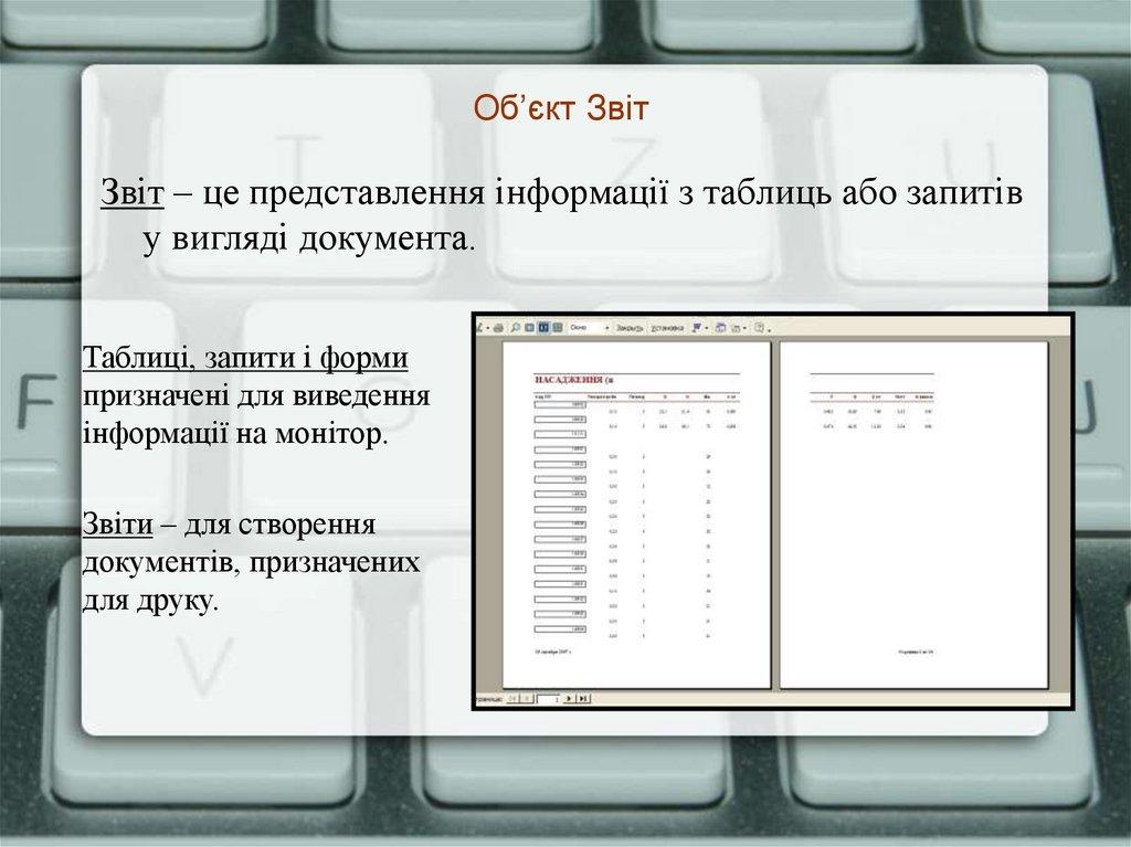 Об’єкт Звіт