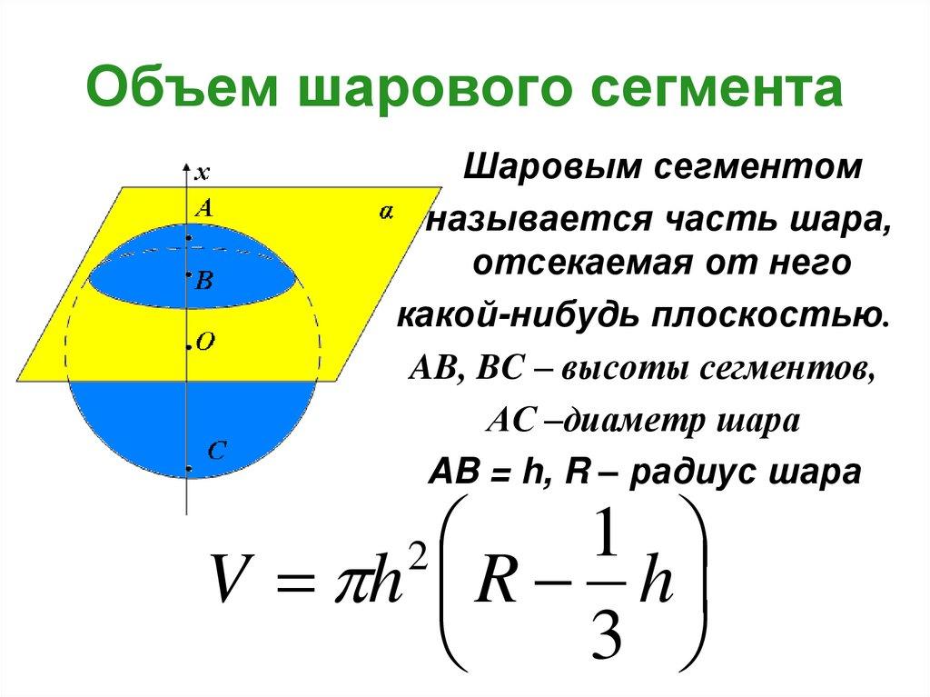 Объем шарового сегмента