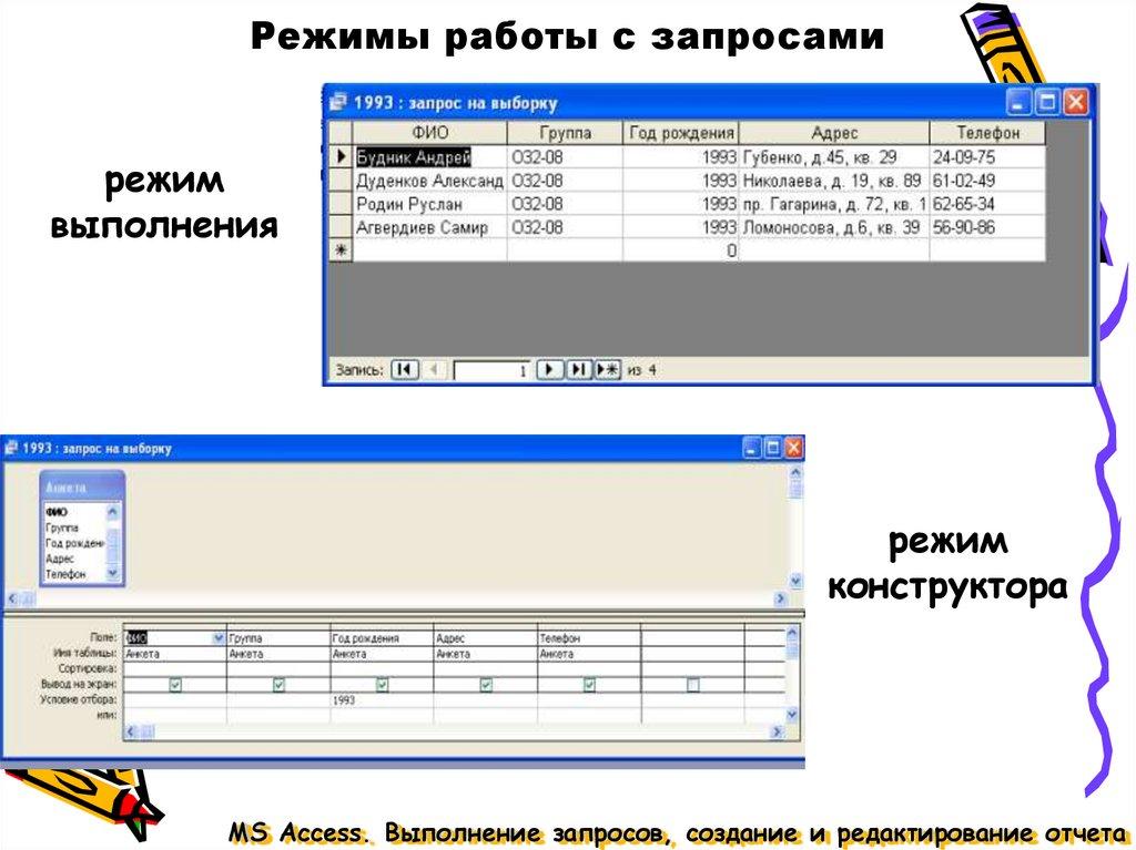 Режимы работы с запросами