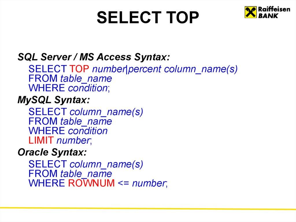 SELECT TOP