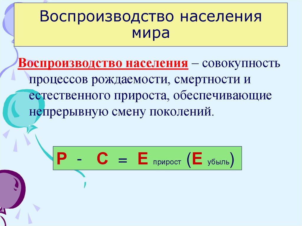 Воспроизводство населения мира