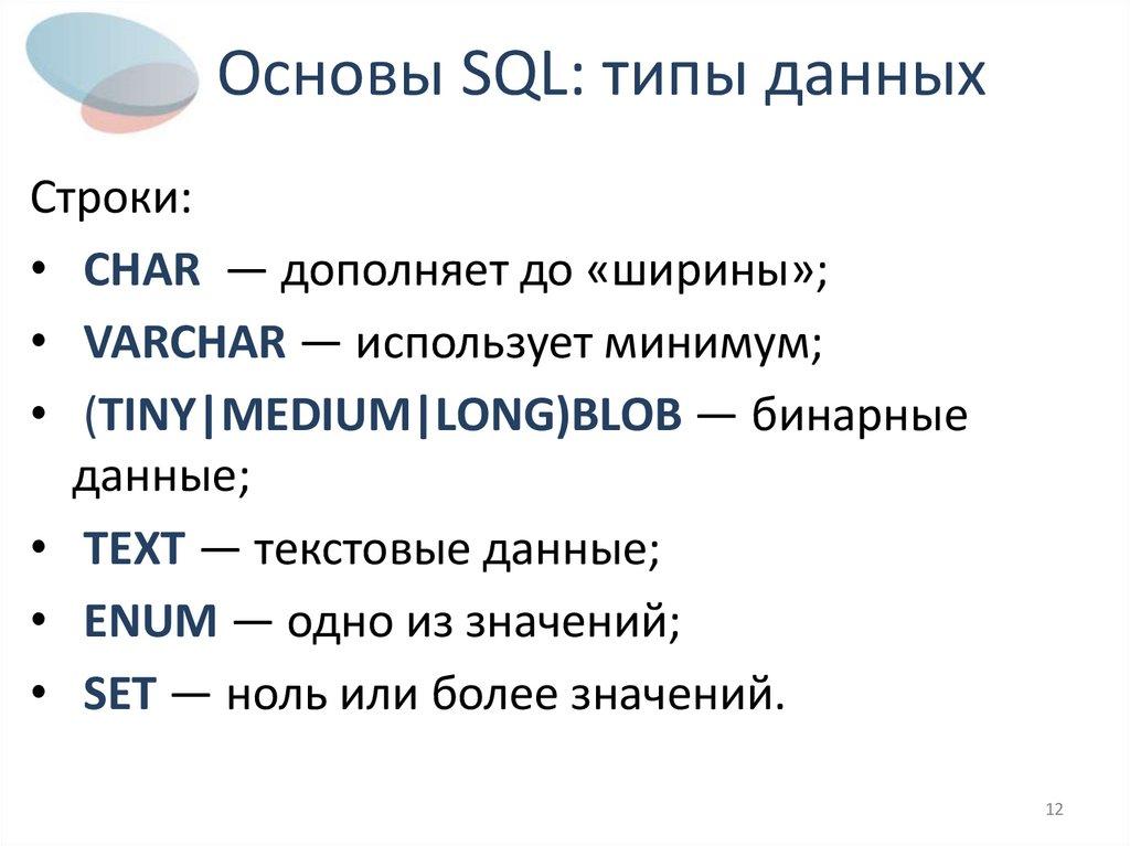 Основы SQL: типы данных