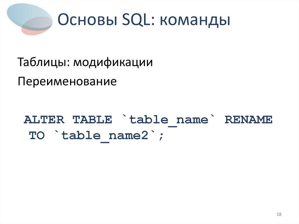 Основы SQL: команды