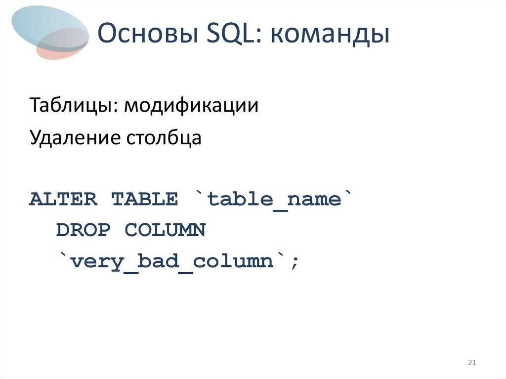 Основы SQL: команды