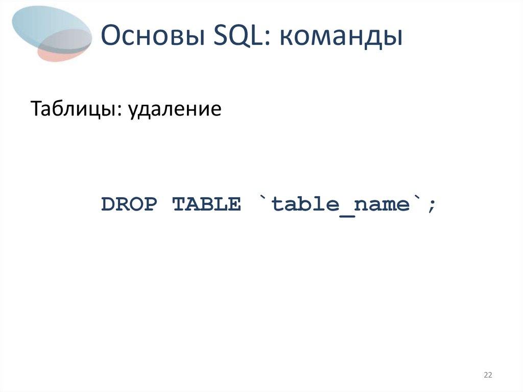 Основы SQL: команды