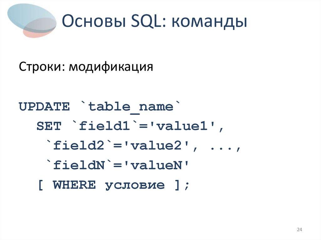 Основы SQL: команды