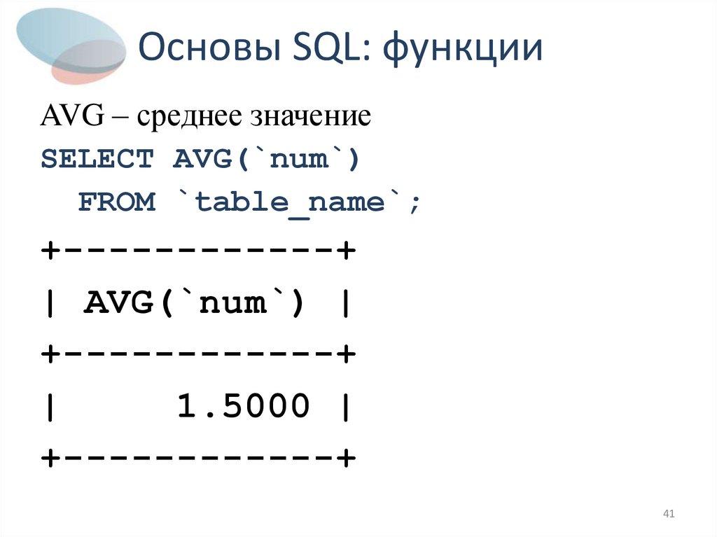 Основы SQL: функции