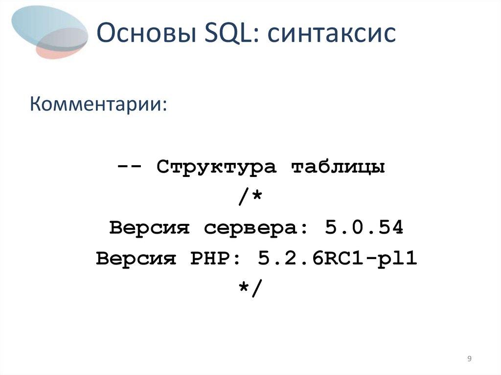 Основы SQL: синтаксис