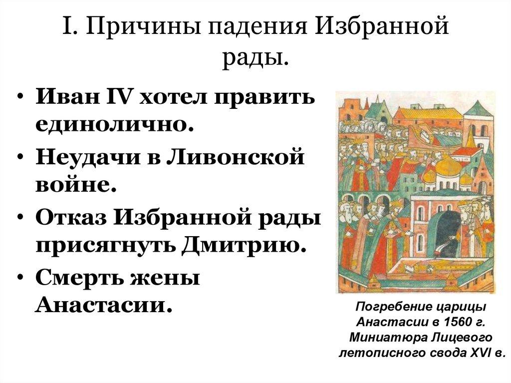 I. Причины падения Избранной рады.