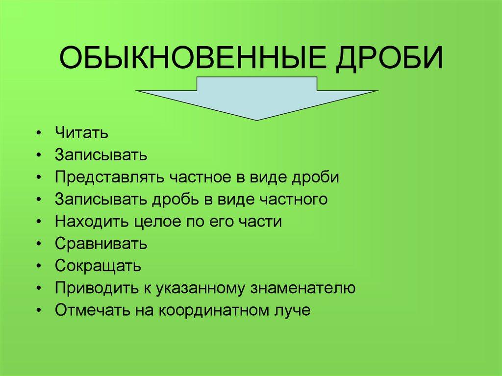 ОБЫКНОВЕННЫЕ ДРОБИ
