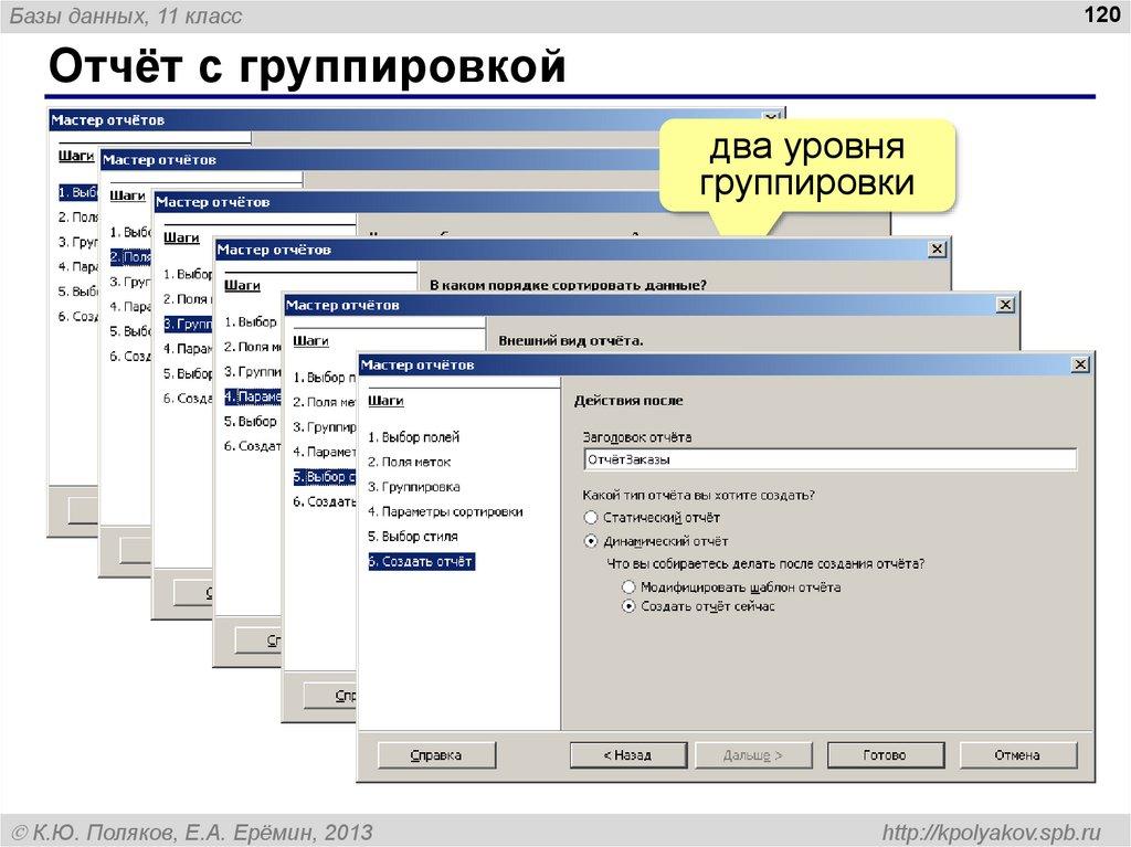 Отчёт с группировкой