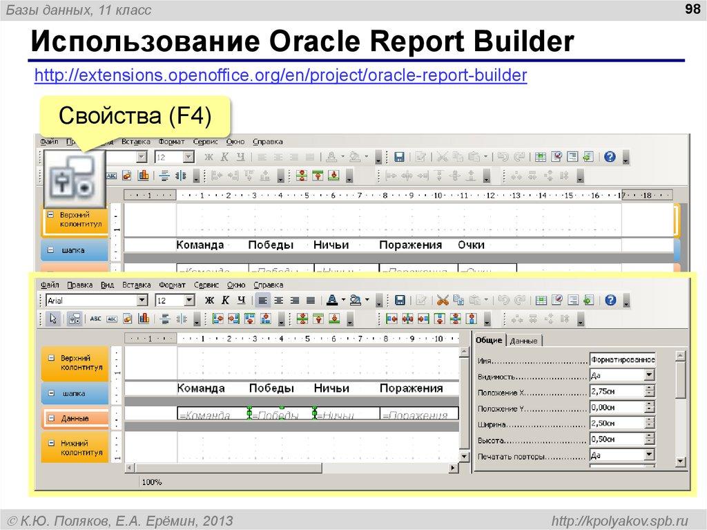 Использование Oracle Report Builder