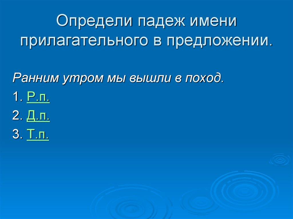 Определи падеж имени прилагательного в предложении.