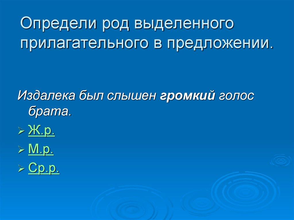 Определи род выделенного прилагательного в предложении.