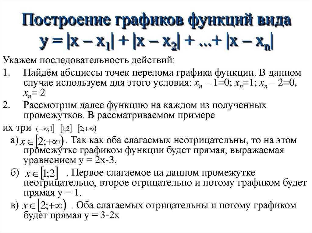 Построение графиков функций вида y = |x – x1| + |x – x2| + ...+ |x – xn|