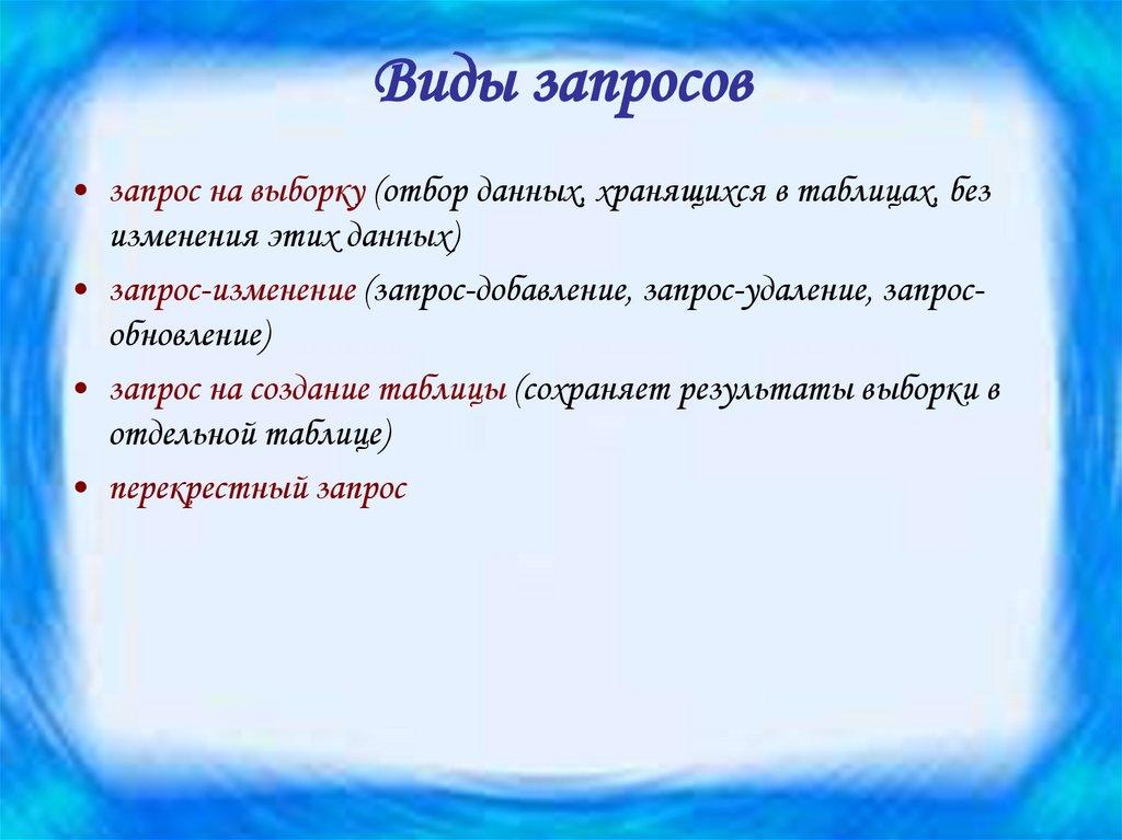 Виды запросов