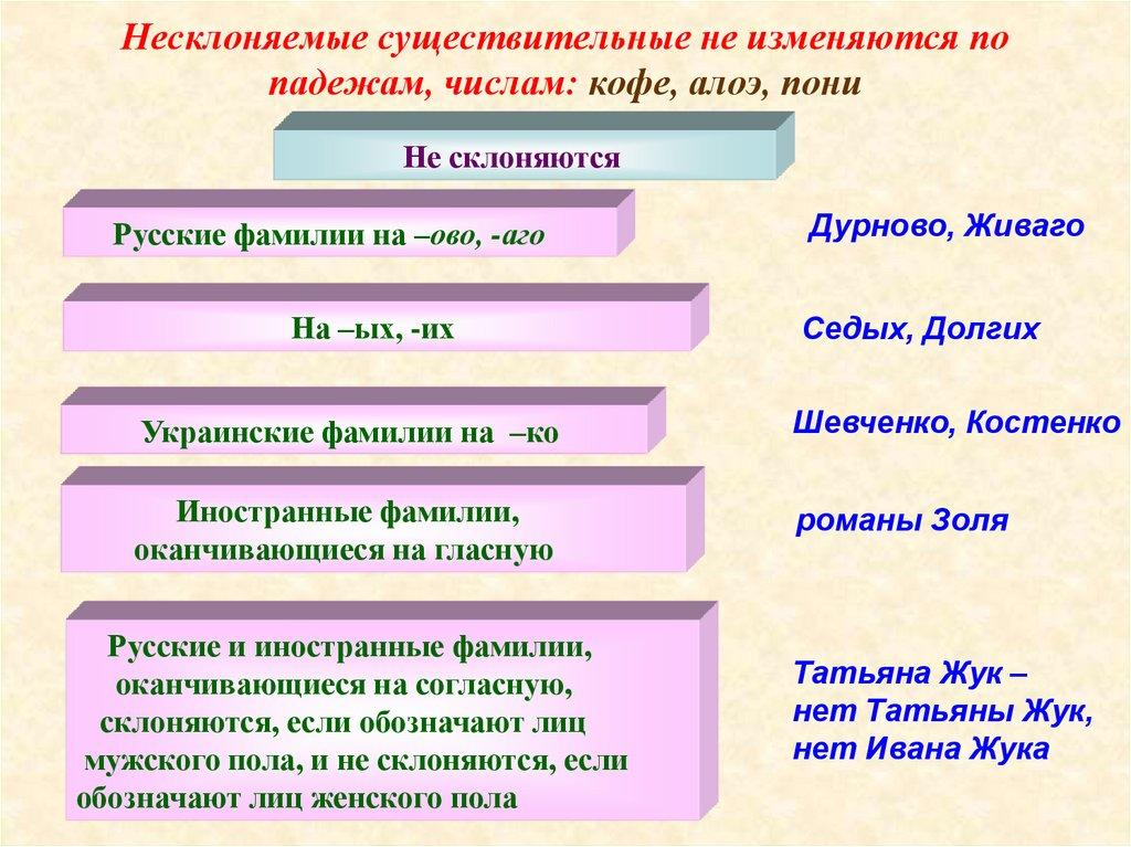 Несклоняемые существительные не изменяются по падежам, числам: кофе, алоэ, пони