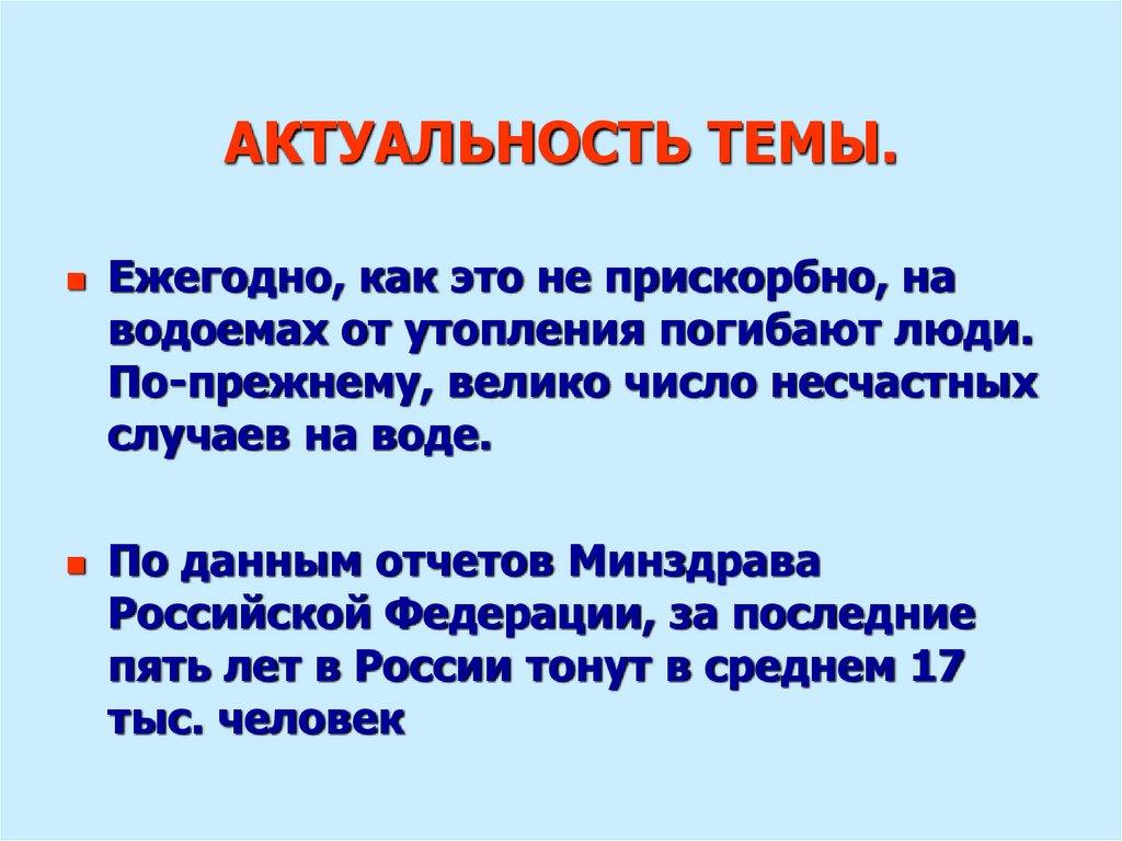 АКТУАЛЬНОСТЬ ТЕМЫ.
