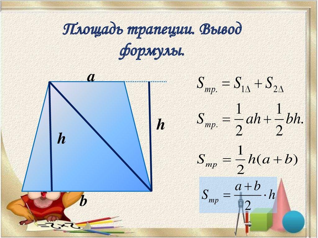 Площадь трапеции. Вывод формулы.