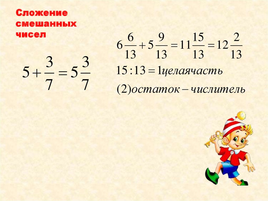 Сложение смешанных чисел