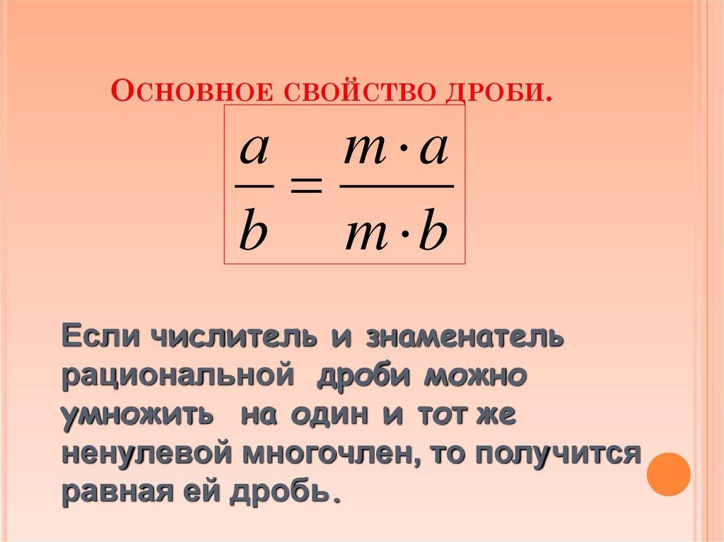 Основное свойство дроби.