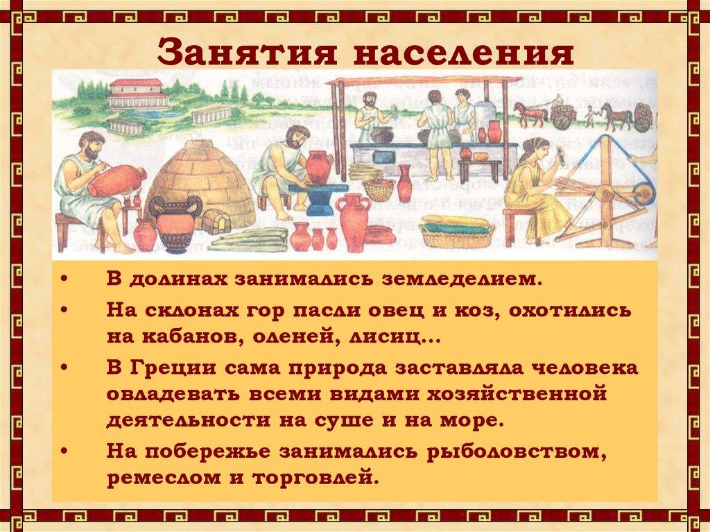 Занятия населения