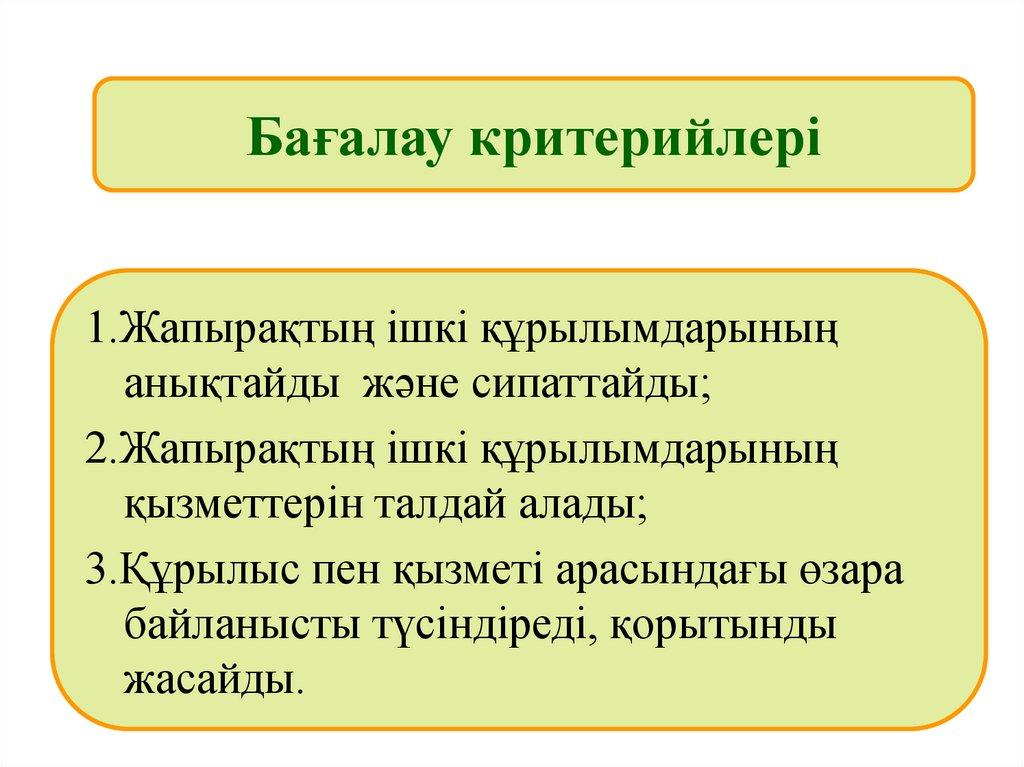 Бағалау критерийлері